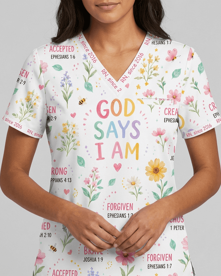 Personalized Job Title And Year Nurse God Says I Am Flower Top