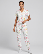 Personalized Job Title And Year Nurse God Says I Am Flower Women's One-Pocket V-neck Scrub Set - Scrubloop