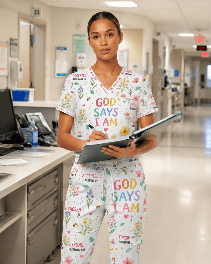 Personalized Job Title And Year Nurse God Says I Am Flower Set