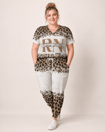 Personalized Job Title And Year Nurse Leopard Pattern Women's One-Pocket V-neck Scrub Set - Scrubloop