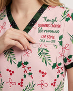 Personalized Job Title And Year Though Seasons Change He Remains The Same Christmas Christian Gift For Nurse Top - Scrubloop