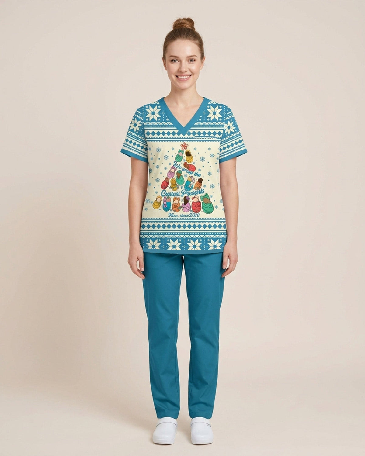 Personalized Job Title And Year We Wrap The Cutest Presents Christmas Tree Gift For NICU Nurse Top - Scrubloop