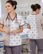 Personalized Job Title Diamond Pattern Gift For Nurse Top - Scrubloop