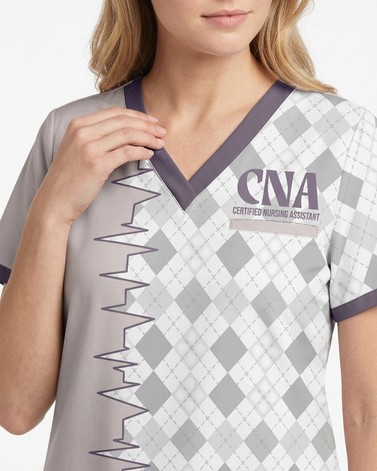 Personalized Job Title Diamond Pattern Gift For Nurse Top - Scrubloop