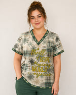 Personalized Name A Thrill Of Hope The Weary World Rejoices Buffalo Plaid Christmas Gift For Nurse Top - Scrubloop