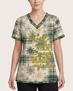 Personalized Name A Thrill Of Hope The Weary World Rejoices Buffalo Plaid Christmas Gift For Nurse Top - Scrubloop