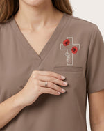 Personalized Name And Birth Month Flower Now In God's Hand Still In My Heart Memorial Hidden Message Gift For Nurse Top - Scrubloop