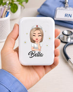 Personalized Name And Character Daisy Flower Gift For Nurse LED Mirror - Scrubloop