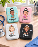 Personalized Name And Character Daisy Flower Gift For Nurse LED Mirror - Scrubloop