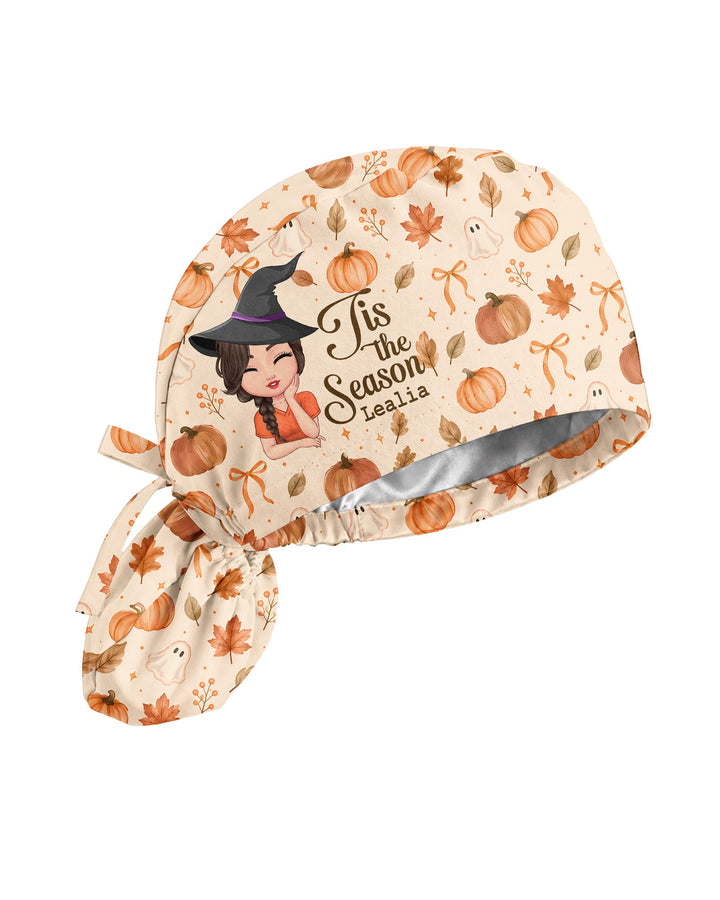 Personalized Name And Character Tis The Season Autumn Vibe Halloween Gift For Nurse Cap
