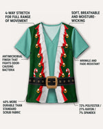 Personalized Name And Job Title Elf Jacket Costome Scrub 3D Effect Print Funny Christmas Gift For Nurse Top - Scrubloop
