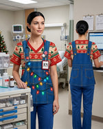 Personalized Name And Job Title Funny Jumpsuit 3D Effect Pattern Christmas Gift For Nurse Top - Scrubloop