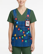Personalized Name And Job Title Funny Jumpsuit 3D Effect Pattern Christmas Gift For Nurse Top - Scrubloop