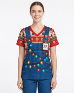 Personalized Name And Job Title Funny Jumpsuit 3D Effect Pattern Christmas Gift For Nurse Top - Scrubloop