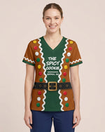 Personalized Name And Job Title Gingerbread Jacket Costome Scrub 3D Effect Print Funny Christmas Gift For Nurse Top - Scrubloop
