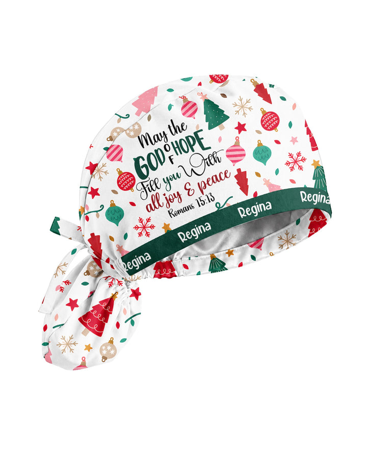 Personalized Name And Job Title May The God Of Hope Fill You With All Joy And Peace Christmas Pattern Christian Gift For Nurse Cap