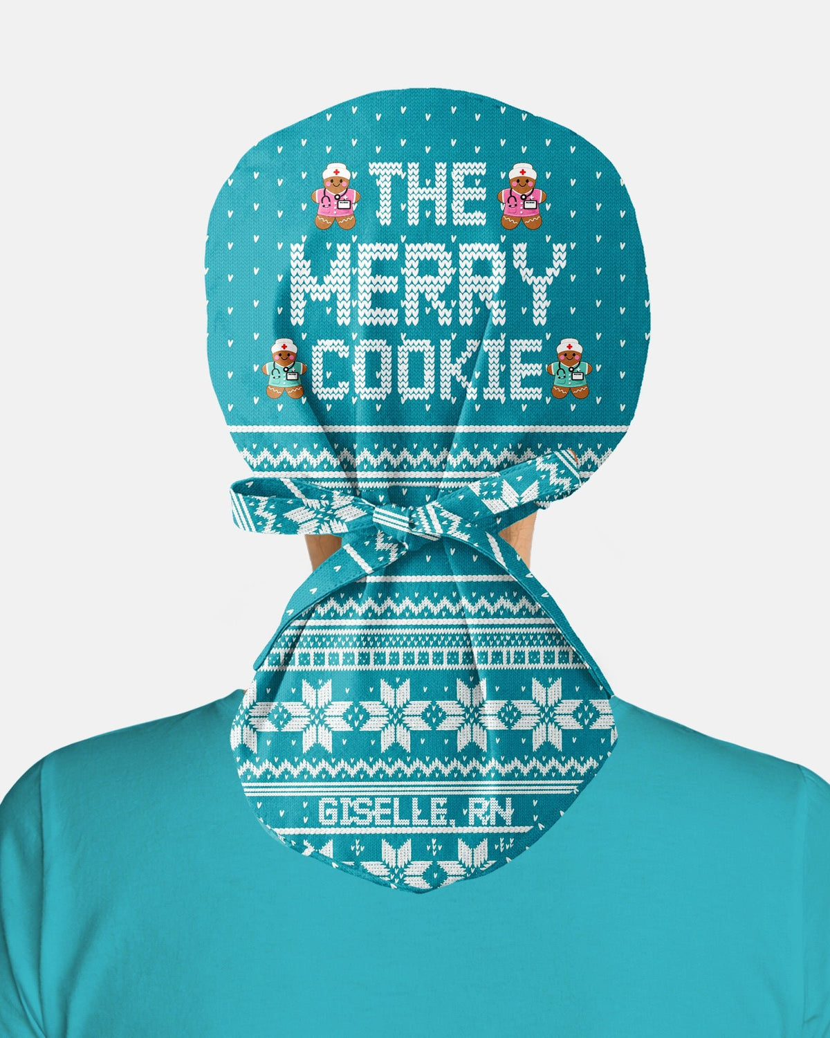Personalized Name And Job Title Nurse Ginger Bread 3D Effect Print Funny Christmas Gift For Nurse Coworker Cap - Scrubloop