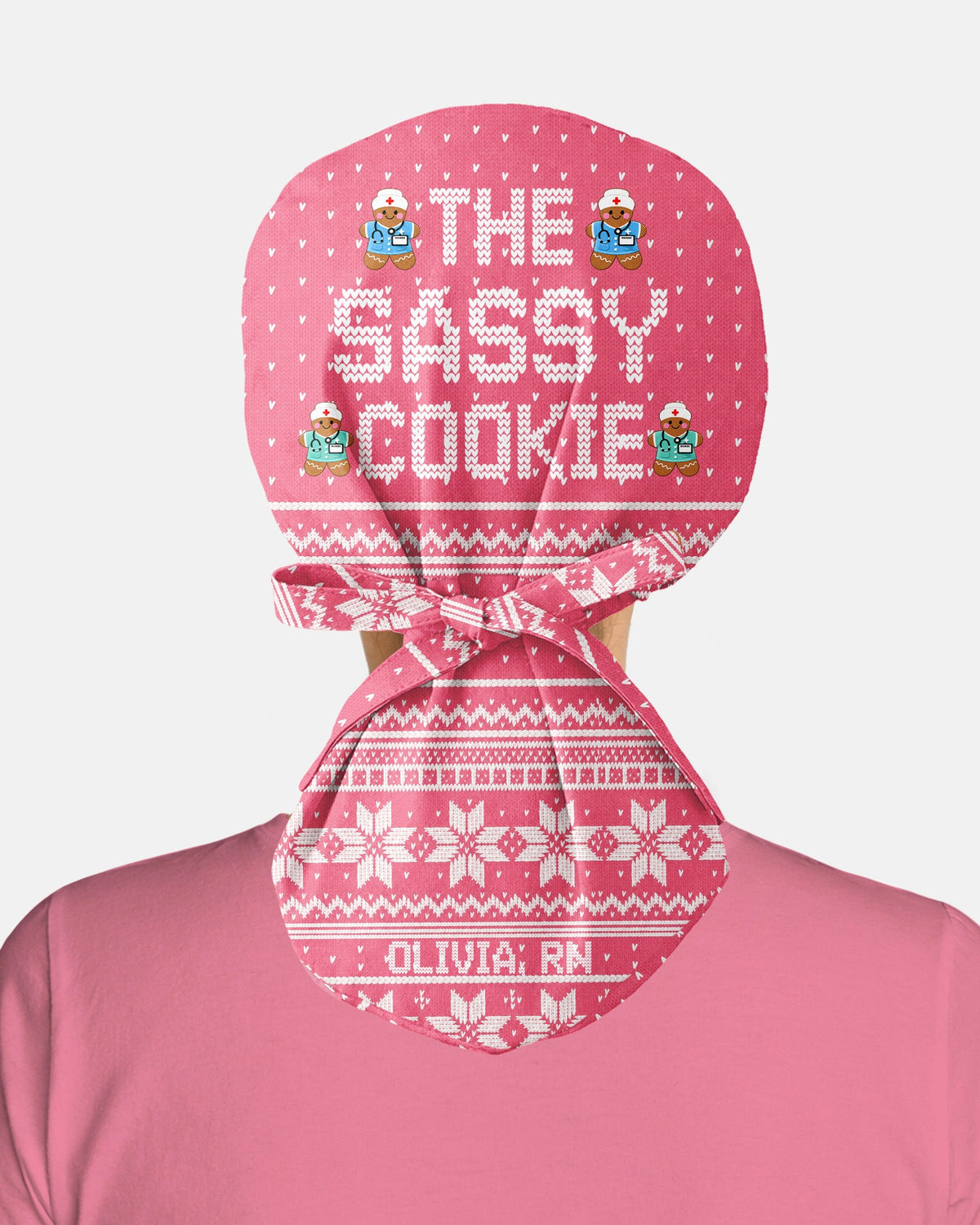 Personalized Name And Job Title Nurse Ginger Bread 3D Effect Print Funny Christmas Gift For Nurse Coworker Cap - Scrubloop