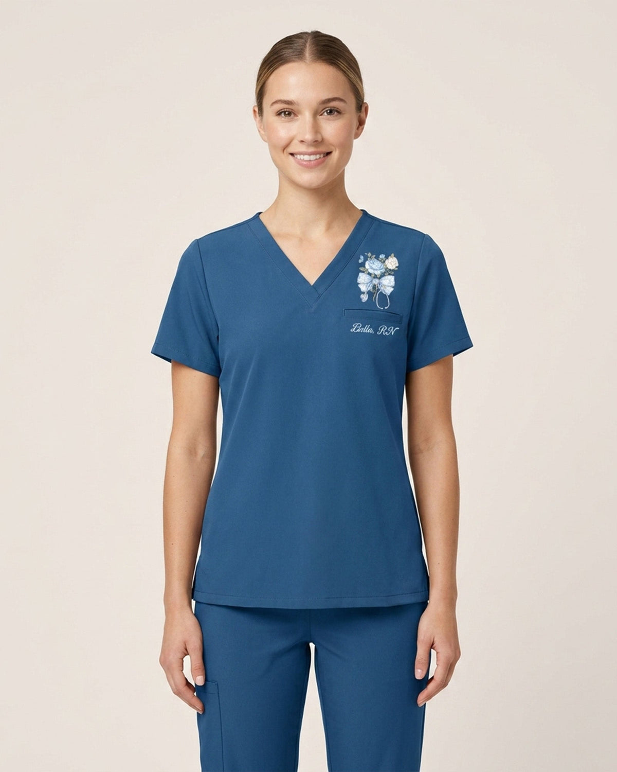 Personalized Name And Job Title Nurse You Can Do Hard Things Stethoscope Bow With Flower Top - Scrubloop