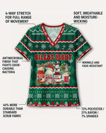 Personalized Name And Job Title Silent Night Ugly Sweater Pattern Funny Christmas Gift For Nurse Top - Scrubloop
