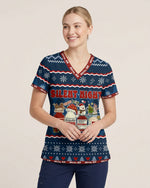 Personalized Name And Job Title Silent Night Ugly Sweater Pattern Funny Christmas Gift For Nurse Top - Scrubloop