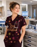 Personalized Name And Specialty Be Living Proof Of A Loving God Christian Gift For Nurse Top - Scrubloop