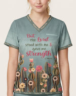 Personalized Name And Specialty But The Lord Stood With Me And Gave Me Strength Christian Gift For Nurse Top - Scrubloop