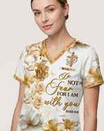 Personalized Name And Specialty Do Not Fear For I Am With You Bible Verse Christian Gift For Nurse Top - Scrubloop