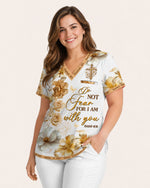 Personalized Name And Specialty Do Not Fear For I Am With You Bible Verse Christian Gift For Nurse Top - Scrubloop