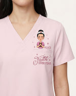 Personalized Name And Specialty Faith Over Fear Christian Gift For Nurse Top - Scrubloop