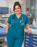 Personalized Name And Specialty Faith Over Fear Christian Gift For Nurse Top - Scrubloop