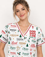 Personalized Name And Specialty God Says I Am Christmas Pattern Christian Gift For Nurse Top - Scrubloop