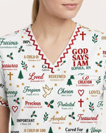 Personalized Name And Specialty God Says I Am Christmas Pattern Christian Gift For Nurse Top - Scrubloop
