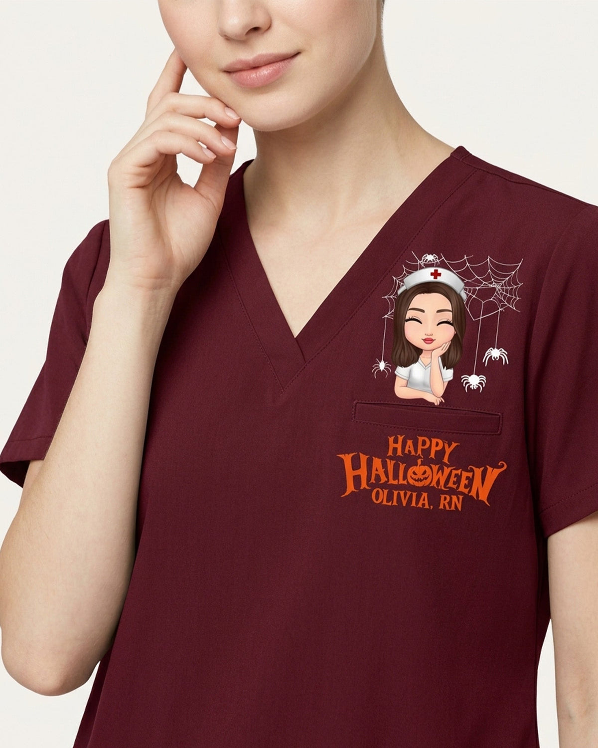 Personalized Name And Specialty Happy Halloween Funny Gift For Nurse Top - Scrubloop