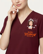 Personalized Name And Specialty Happy Halloween Funny Gift For Nurse Top - Scrubloop