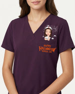 Personalized Name And Specialty Happy Halloween Funny Gift For Nurse Top - Scrubloop