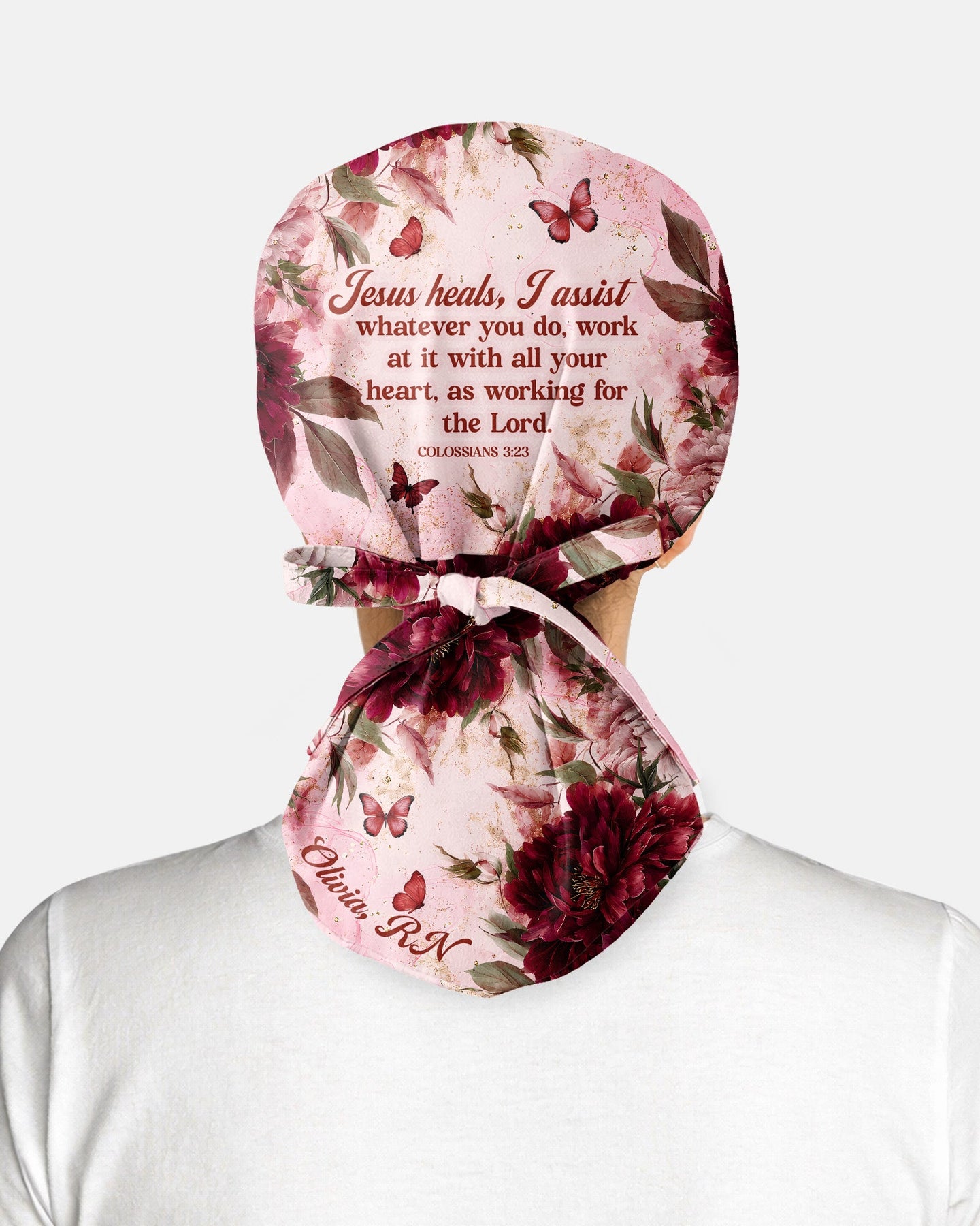 Personalized Name And Specialty Jesus Heals I Assist Christian Nurse Cap - Scrubloop