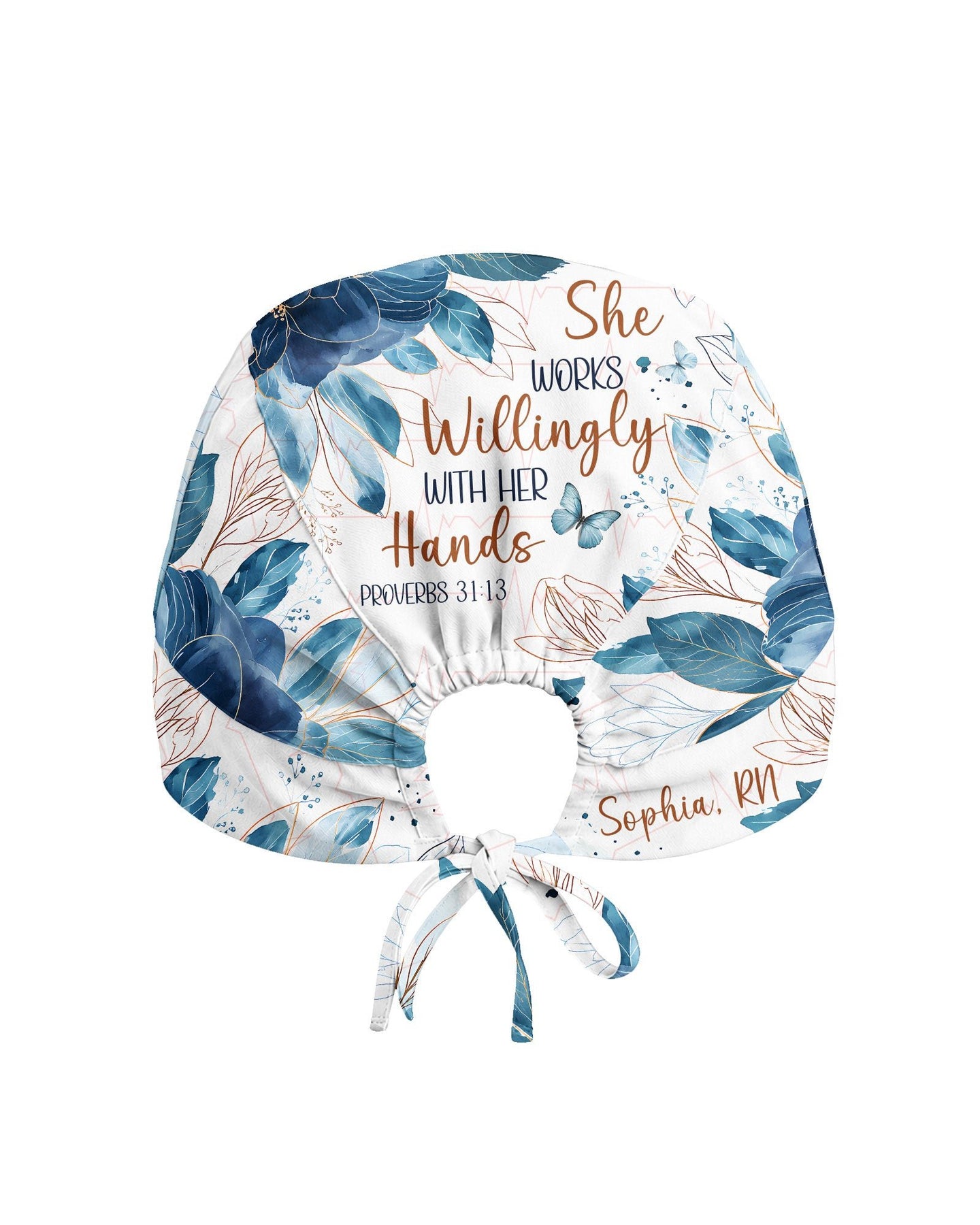 Personalized Name And Specialty She Works Willingly With Her Hands Christian Nurse Cap - Scrubloop