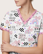 Personalized Name And Specialty Stronger Than The Storm Rainbow Stethoscope Bow Pattern Gift For Nurse Top - Scrubloop