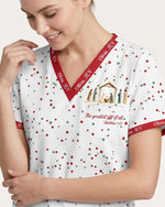 Personalized Name And Specialty The Greatest Gift Of All Nativity Scene Christmas Gift For Nurse Top - Scrubloop