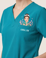 Personalized Name And Specialty The World Is A Better Place With You In It Hidden Message Rainbow Flower Decor Gift For Nurse Top - Scrubloop