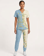 Personalized Name And Year Nurse Inspiration Where Flowers Bloom So Does Hope Women's One-Pocket V-neck Scrub Set - Scrubloop