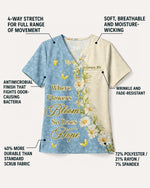 Personalized Name And Year Nurse Inspiration Where Flowers Bloom So Does Hope Women's One-Pocket V-neck Scrub Set - Scrubloop