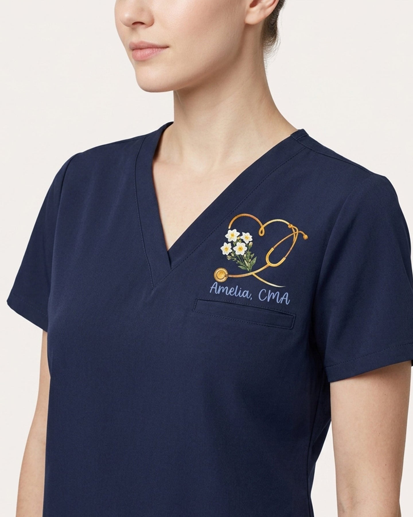 Personalized Name, Birth Month Flower And Specialty You Make Things Better Stethoscope Heart Gift For Nurse Colleague Top - Scrubloop