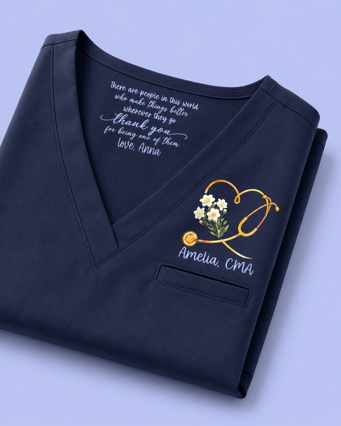 Personalized Name, Birth Month Flower And Specialty You Make Things Better Stethoscope Heart Gift For Nurse Colleague Top - Scrubloop