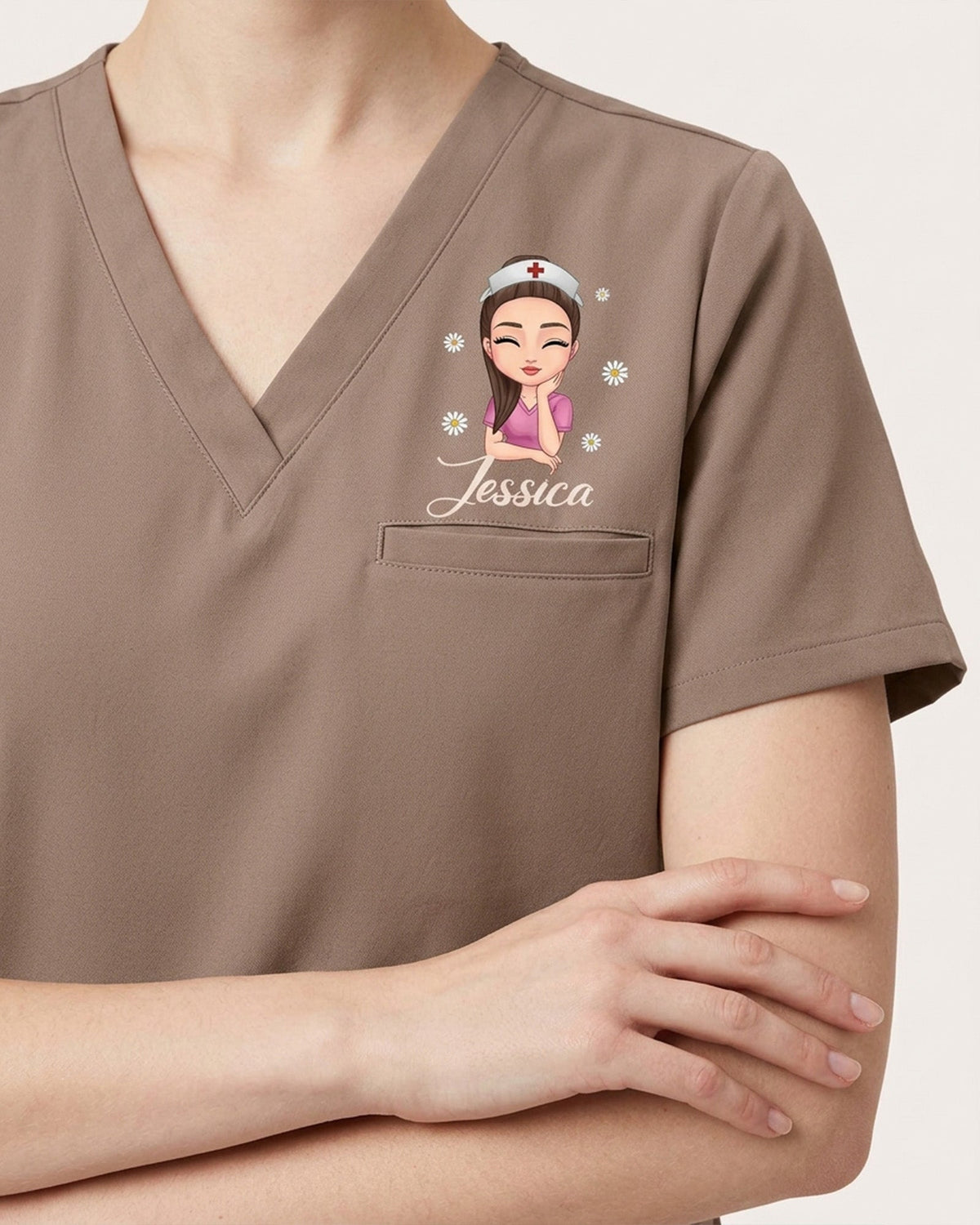Personalized Name, Character And Birth Month Flower Thank You For Being A Part Of My Journey Hidden Message Gift For Nurse Coworker Top - Scrubloop