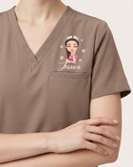 Personalized Name, Character And Birth Month Flower Thank You For Being A Part Of My Journey Hidden Message Gift For Nurse Coworker Top - Scrubloop
