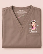 Personalized Name, Character And Birth Month Flower Thank You For Being A Part Of My Journey Hidden Message Gift For Nurse Coworker Top - Scrubloop