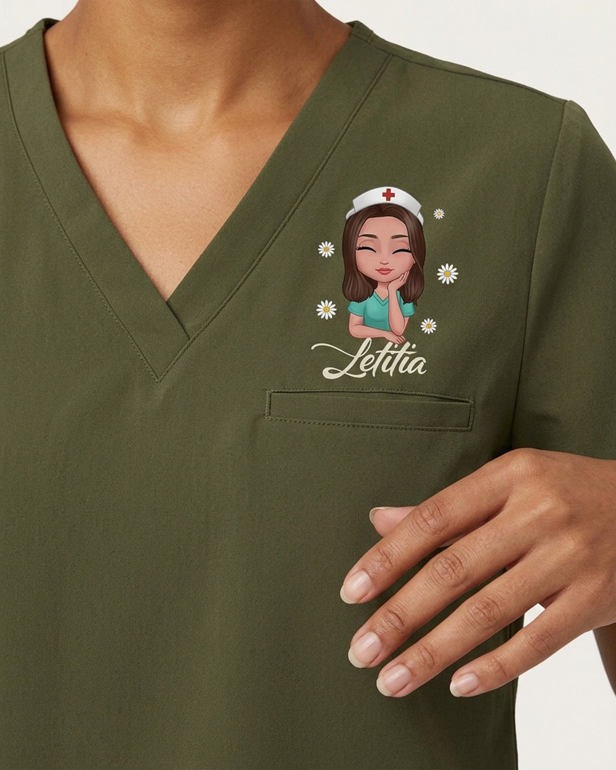 Personalized Name, Character And Birth Month Flower Thank You For Being A Part Of My Journey Hidden Message Gift For Nurse Coworker Top - Scrubloop