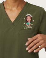 Personalized Name, Character And Birth Month Flower Thank You For Being A Part Of My Journey Hidden Message Gift For Nurse Coworker Top - Scrubloop